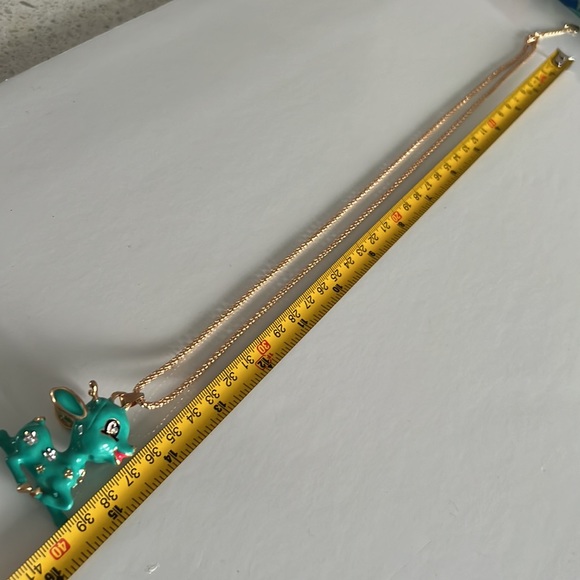 Betsey Johnson Style Necklace Multicolored Bambi Pendant Chain - Picture 10 of 11